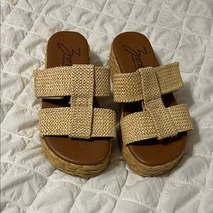 Zodiac Tan Woven Platform Sandals